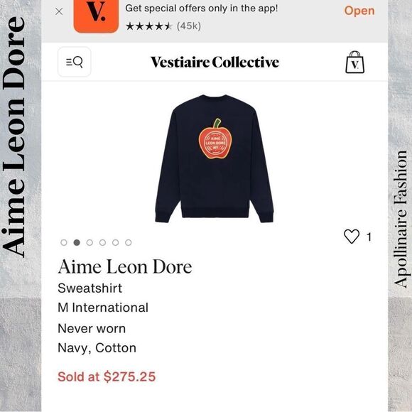 AIME LEON DORE SWEATSHIRT IN NAVY LARGE NWT VERY RARE - Picture 5 of 5